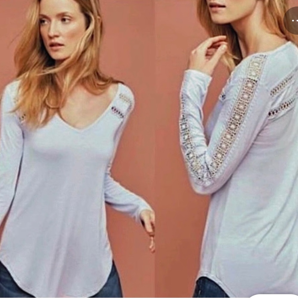 NWT Anthropologie Deletta Lace Line Crochet Pullover Lavender Top Small